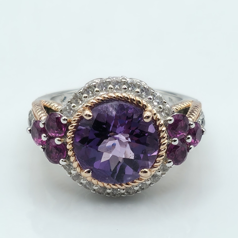 Glorious Victoria Wieck  African Amethyst And Rhodolite Garnet Ring - Picture 3 of 10